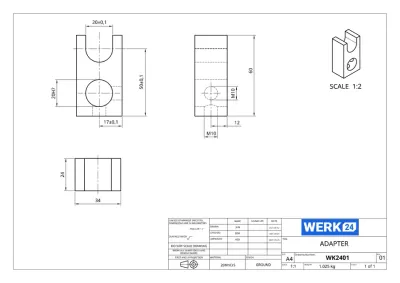Mechanical component drawing with detailed dimensions Mechanical component drawing with detailed dimensions