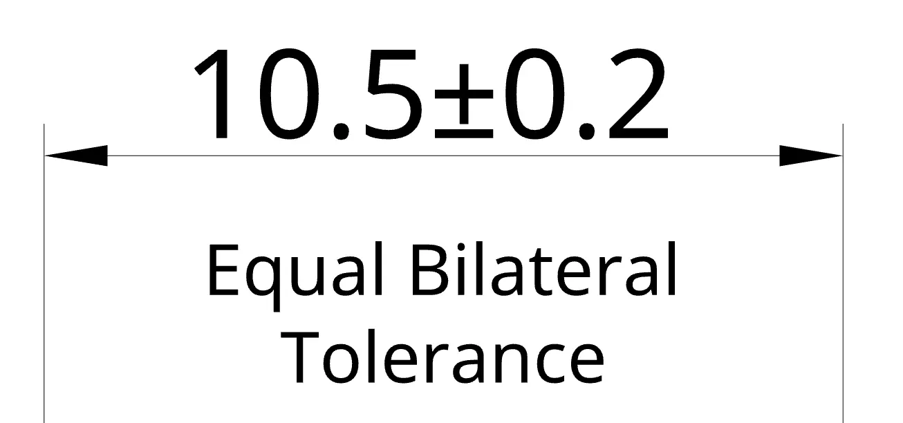 Callout example of an equal bilateral tolerance applied to a machined feature