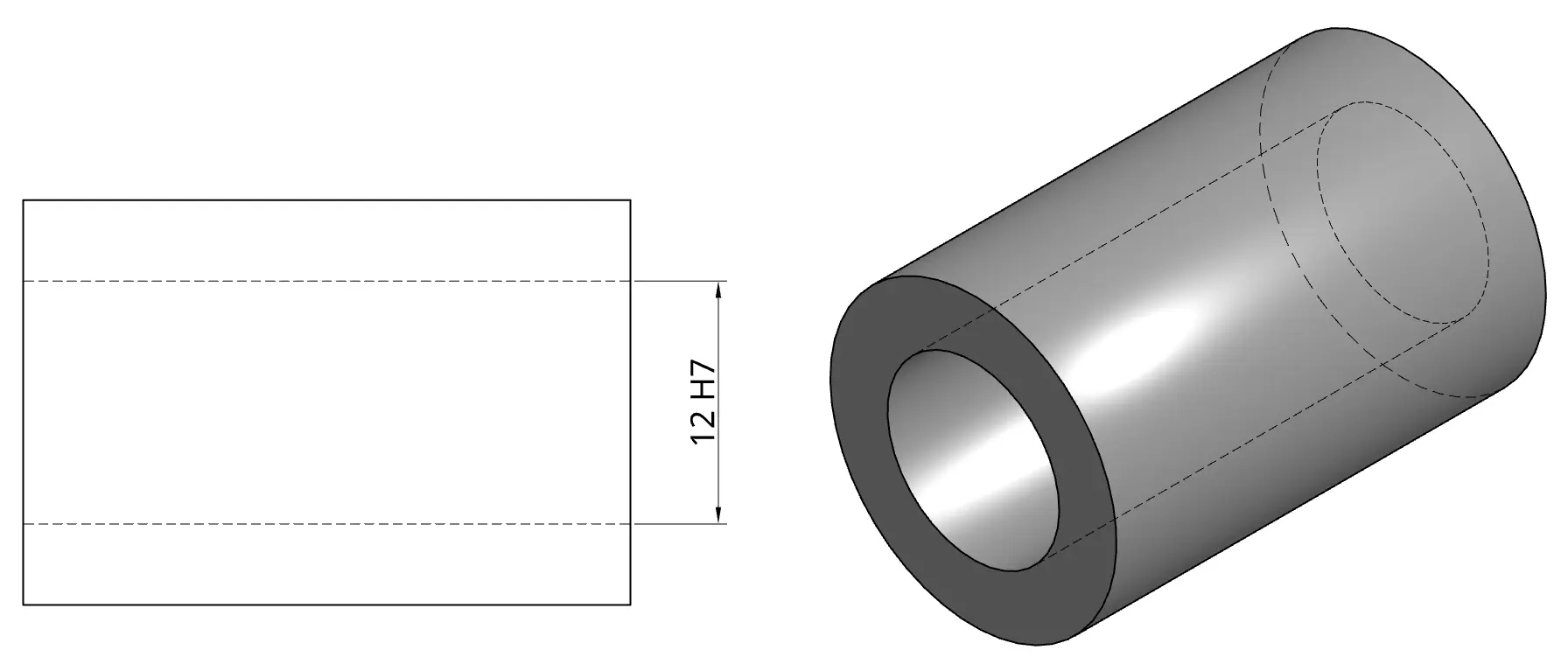 Diagram of ISO hole tolerance zones sitting above the nominal diameter