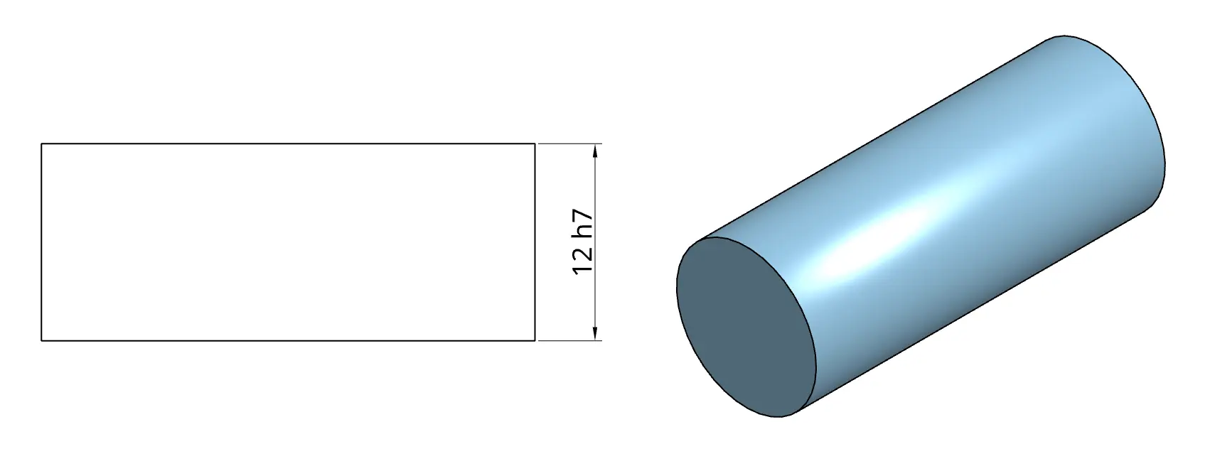 Diagram of ISO shaft tolerance zones sitting below the nominal diameter